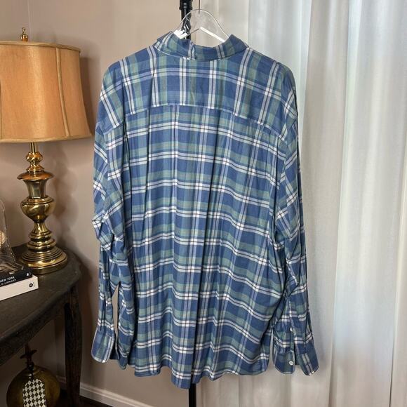 Faherty Brand Men's Plaid Button‎ Down Shirt Long Sleeve 2XL Blue Green - Picture 2 of 6